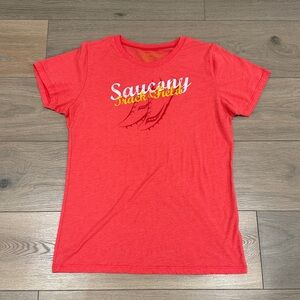 SAUCONY‎ Heather Red Track & Field Crewneck Short Sleeve T-Shirt Tee Top Size XL